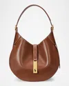 Polo Ralph Lauren Womens Cuoio Polo Id Small Leather Shoulder Bag In Cuoio