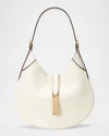 Polo Ralph Lauren Polo Id Small Leather Shoulder Bag In Ivory
