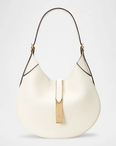 Polo Ralph Lauren Polo Id Small Leather Shoulder Bag In Ivory