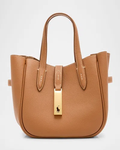 Polo Ralph Lauren Polo Id Small Leather Tote Bag In Brown