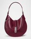 Polo Ralph Lauren Polo Id Small Sport Calf Leather Shoulder Bag In Burgundy