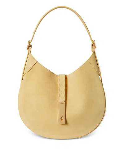 Polo Ralph Lauren Polo Id Small Suede Shoulder Bag In Yellow