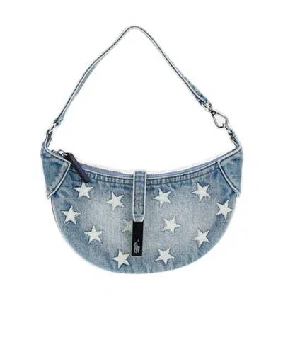 Polo Ralph Lauren Polo Id Star Denim Mini Shoulder Bag In Blue