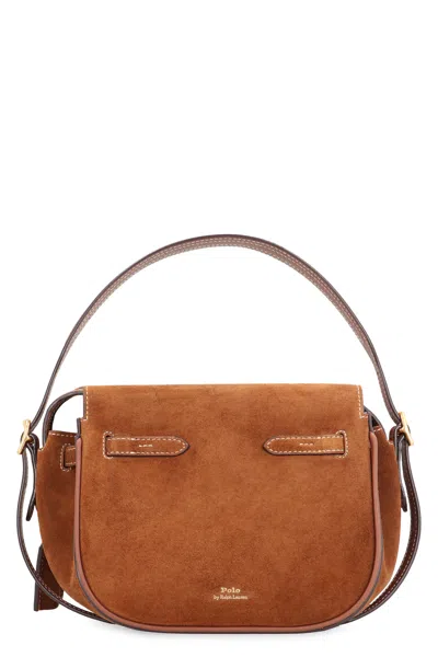 Polo Ralph Lauren Polo Id Suede Handbag With Removable Strap In Brown