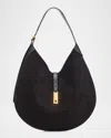 Polo Ralph Lauren Polo Id Suede Large Shoulder Bag In Black