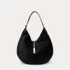 Polo Ralph Lauren Polo Id Suede Large Shoulder Bag In Black/cream
