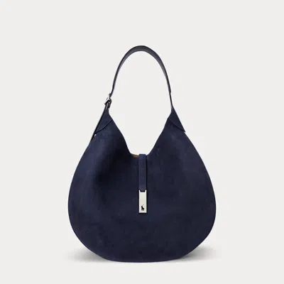 Polo Ralph Lauren Polo Id Suede Large Shoulder Bag In Burgundy