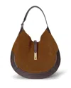 Polo Ralph Lauren Polo Id Suede Large Shoulder Bag In Brown