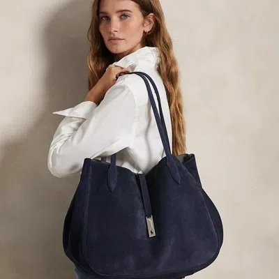 Polo Ralph Lauren Polo Id Suede Large Tote In Night