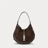 Polo Ralph Lauren Polo Id Suede-leather Small Shoulder Bag In Brown