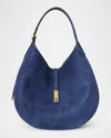 Polo Ralph Lauren Polo Id Suede Medium Shoulder Bag In Blue