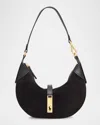 Polo Ralph Lauren Polo Id Suede Mini Shoulder Bag In Black