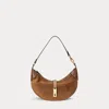 Polo Ralph Lauren Polo Id Suede Mini Shoulder Bag In Brown