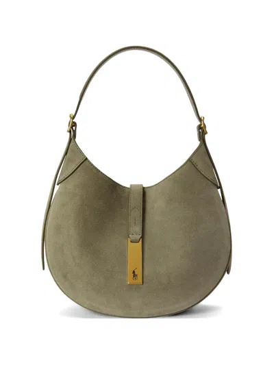 Polo Ralph Lauren Polo Id Suede Shoulder Bag In Green