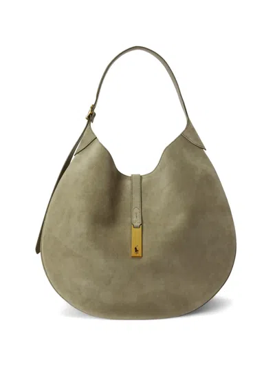 Polo Ralph Lauren Polo Id Suede Shoulder Bag In Green