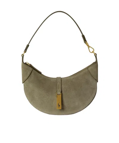 Polo Ralph Lauren Polo Id Suede Shoulder Bag In Green