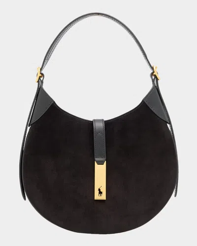 Polo Ralph Lauren Polo Id Suede Small Shoulder Bag In Brown