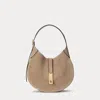 Polo Ralph Lauren Polo Id Suede Small Shoulder Bag In Brown