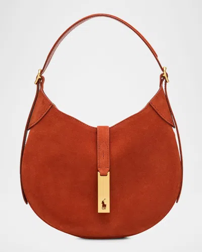 Polo Ralph Lauren Polo Id Suede Small Shoulder Bag In Red