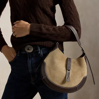 Polo Ralph Lauren Polo Id Suede-leather Small Shoulder Bag In Clay/tobacco