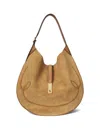 Polo Ralph Lauren Polo Id Medium Whipstitch Suede Shoulder Bag In Neutral