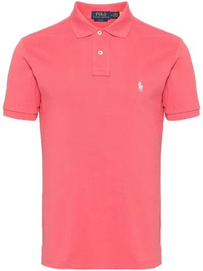 Polo Ralph Lauren "tailored" Slim Fit Piquet Polo Shirt In Pale Red