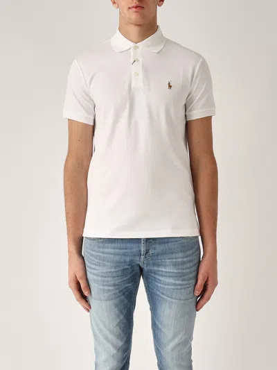 Polo Ralph Lauren Polo In Pima Cotton Custom Slim-fit Polo In Bianco