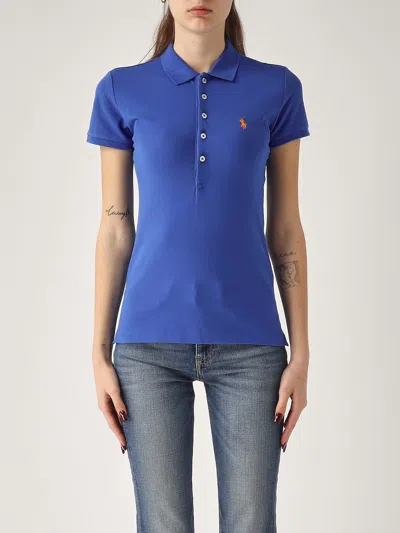 Polo Ralph Lauren Polo Julie 5 Bott. Slim-fit Polo In Iris