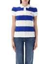 Polo Ralph Lauren White/blue Striped Cable-knit Polo In White Cruise Royal