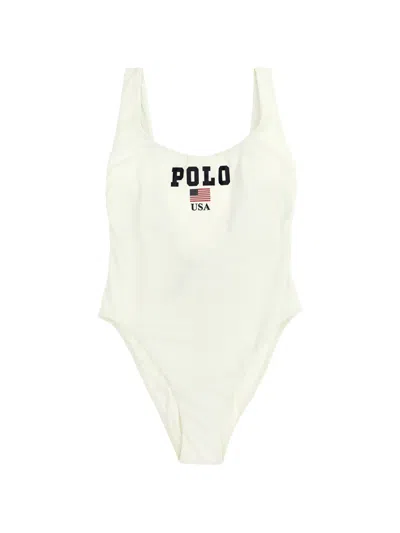 Polo Ralph Lauren Polo Logo-print Swimsuit In White