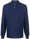 Polo Ralph Lauren Logo Long Sleeve Polo Shirt In Blue