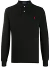 Polo Ralph Lauren Long-sleeved Polo Shirt Ribbed Cuffs In Black