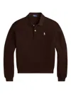 Polo Ralph Lauren Fleece-sweatshirt Mit Polokragen In Brown