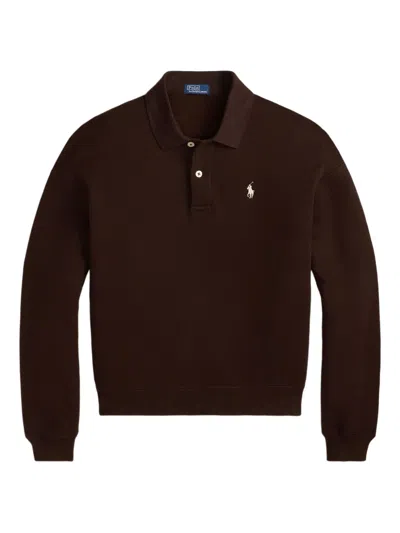 Polo Ralph Lauren Fleece-sweatshirt Mit Polokragen In Brown