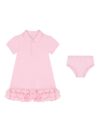 Polo Ralph Lauren Babies' Polo-neck Ruffled Dress In Pink