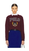 Polo Ralph Lauren Fitted Rugby-inspired Pullover With Embroidered Crest In Burgundy