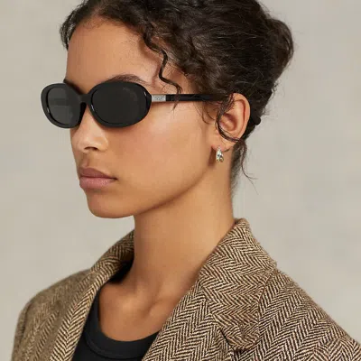 Polo Ralph Lauren Polo Oval Sunglasses In Shiny Black