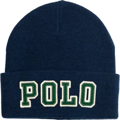 Polo Ralph Lauren Polo Patch Beanie In Blue