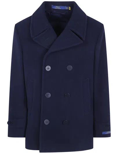 Polo Ralph Lauren Polo Peacoat Single Breasted Coat In Blue