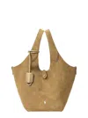 Polo Ralph Lauren 'polo Play' Brown Shoulder Bag With Pony Embroidery On The Front And Two Top Handles In Suede Woman