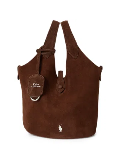 Polo Ralph Lauren Polo Play Calf Suede Tote Bag In Brown