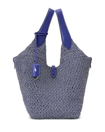 Polo Ralph Lauren Polo Play Textural Tote Bag In Bright Blue Optic White