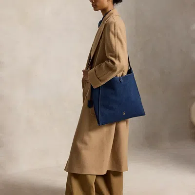 Polo Ralph Lauren Polo Play Denim Messenger Bag In Kate Wash In Blue