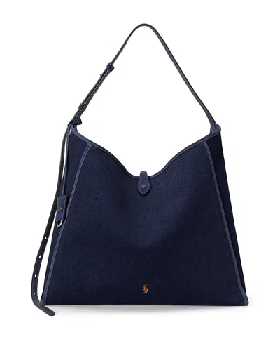 Polo Ralph Lauren Polo Play Denim Messenger Tote In Blue