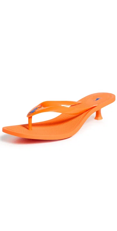 Polo Ralph Lauren Polo Play Kitten Heel Thong Sandals Orange Peel