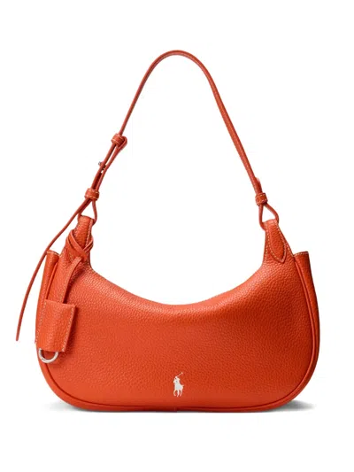 Polo Ralph Lauren Polo Play Leather Shoulder Bag In Orange