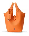 Polo Ralph Lauren Polo Play Leather Small Tote & Crossbody In Orange Peel