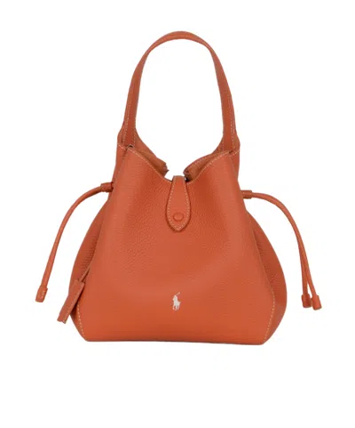 Polo Ralph Lauren Polo Play Leather Small Tote Bag In Brown
