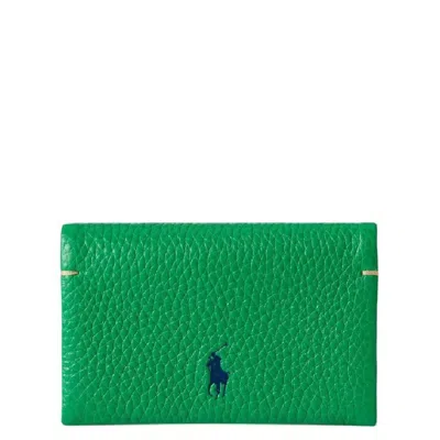 Polo Ralph Lauren Polo Play Leather Snap Card Case In Green