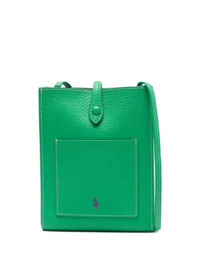 Polo Ralph Lauren Polo Play Leather Tote Bag In Green